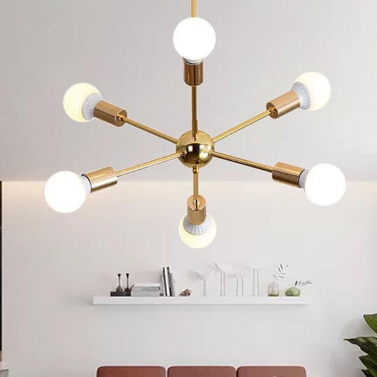 Modernist Metal Starburst Chandelier Light - 26’’/38.5’’ Wide Gold 6/10/12 Lights Hanging