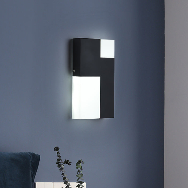 Modern Led Acrylic Wall Sconce Light - White/Black Rectangular Minimalist Lamp For Bedside Black
