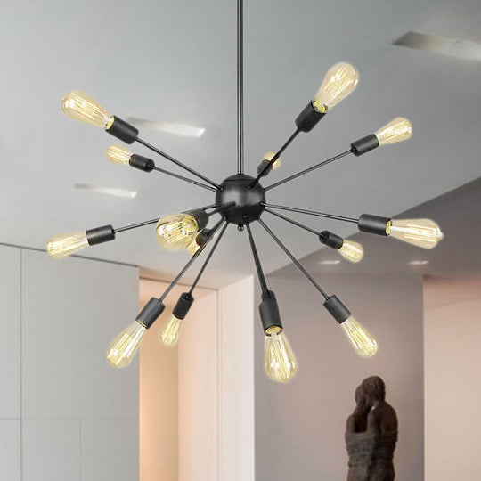 Retro Industrial Black Metal Chandelier Pendant - 9/12 Lights Dining Room Lighting