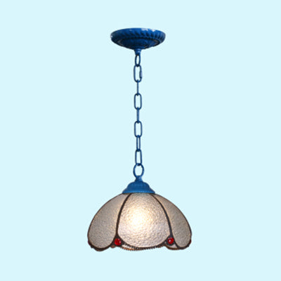 Tiffany Style Bulb Ceiling Lamp - Black/Blue Pendant Light For Living Room With Handcrafted Clear