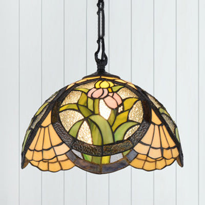 Modern Stained Glass Tiffany Suspension Lamp - Black Shell Leaf Butterfly Design Ideal For Dining
