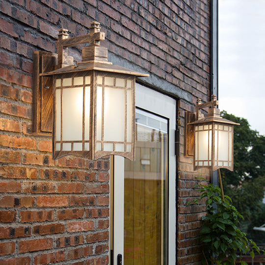 Modern Farmhouse Black/Brass Wall Sconce With Frosted Glass Shade