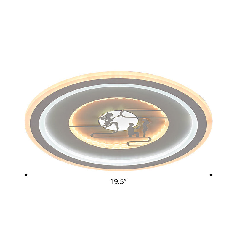 Minimalist Acrylic Led Flush Mount With Unique Lovers Pattern