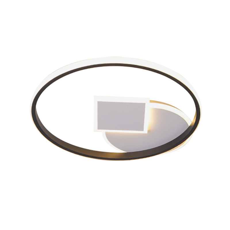 Simple Acrylic Led Flush Mount Ceiling Lamp Round And Square Design White-Black White/Warm Light