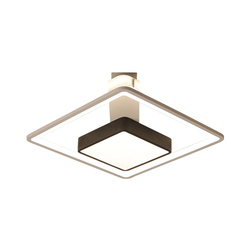 16/19.5 W Iron Square Flushmount Black & White Led Flush Mount Lighting - White/Warm Light
