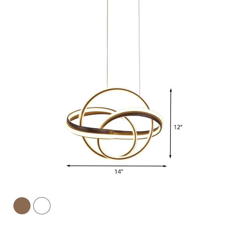 Modern Acrylic Twisted Ceiling Light Fixture - Led Hanging Chandelier In White/Coffee Dining Room