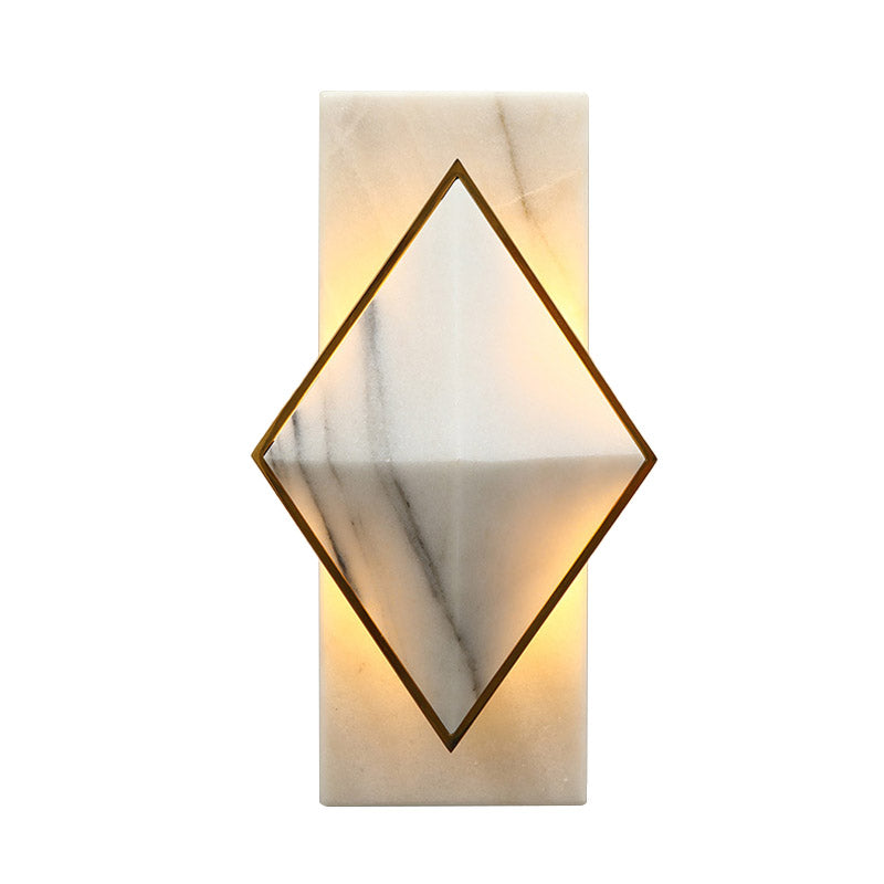 Modern White Led Wall Sconce: Stone Rhombus And Rectangle Design For Corridor