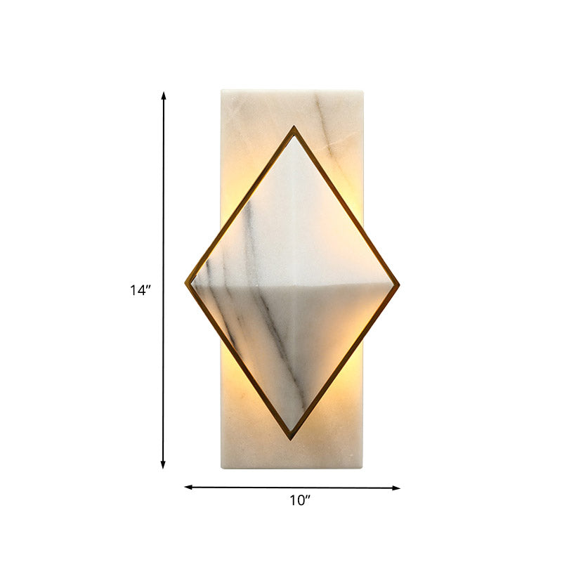 Modern White Led Wall Sconce: Stone Rhombus And Rectangle Design For Corridor