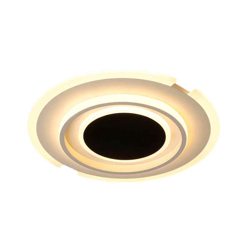 Modern Led Circle Flush Light Fixture - Folding Acrylic Lamp (16.5/20.5) Bedroom Mount Black/White