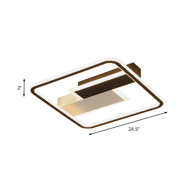 Modern Square Acrylic Flush Mount Led Ceiling Light For Bedroom 18/24.5 Width - Sleek Black And