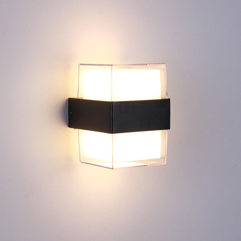 Modern White And Black Cuboid Box Led Acrylic Wall Sconce Light For Bedside In Warm/White