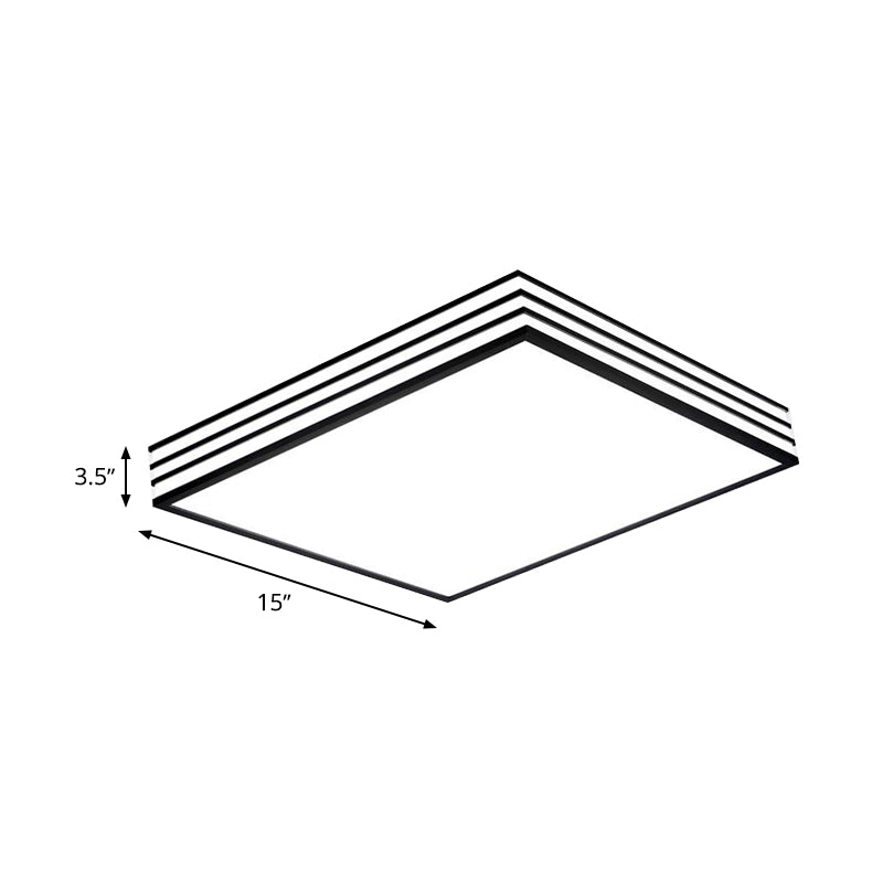 Nordic Metal Square Flush Mount Light Fixture - White And Black Led Ceiling In Warm/White/3 Color