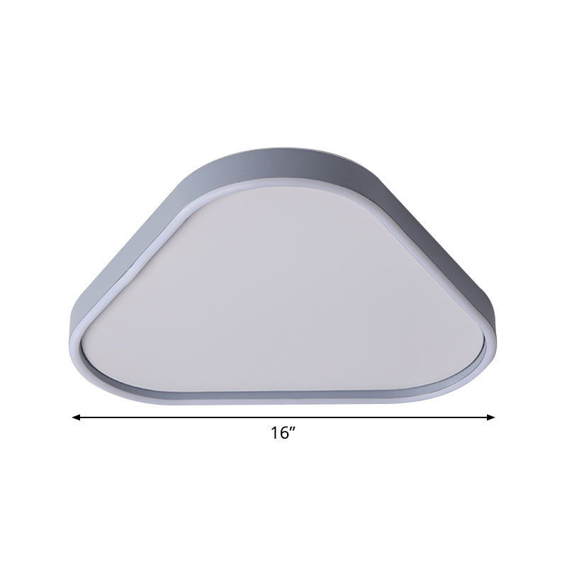 16’/19.5’ Triangle Bedroom Flush Light Fixture Acrylic Led Ceiling Lamp In Grey Warm/White