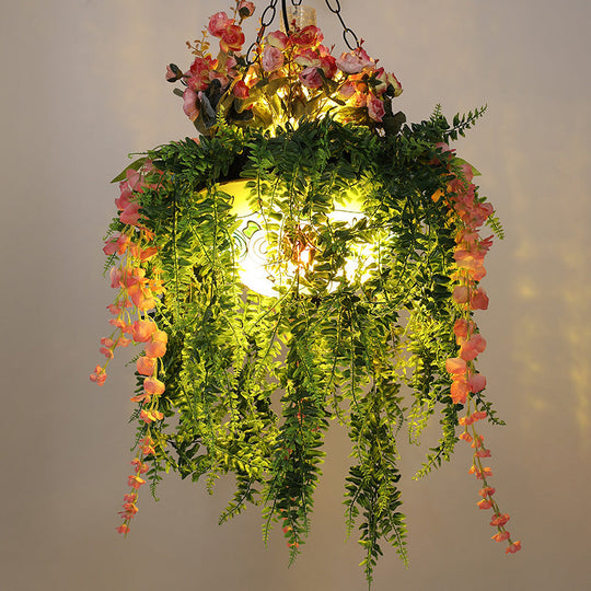 Industrial Green Dome Shade Chandelier With Frosted Glass - 4 Heads Perfect For Restaurants And