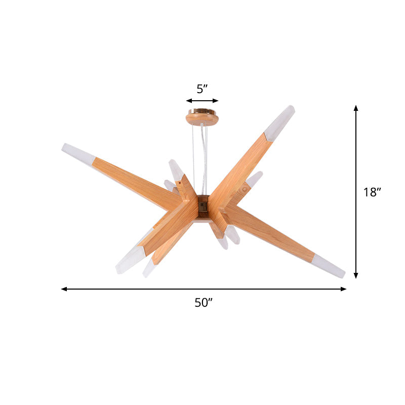 Modernist Wood Sputnik Chandelier With 12 Led Lights - Perfect For Bedroom Suspension