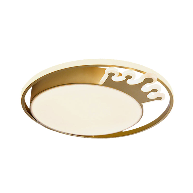Crown/V - Shaped Acrylic Ceiling Mount Led Golden Flushmount Light - Kids Style Living Room