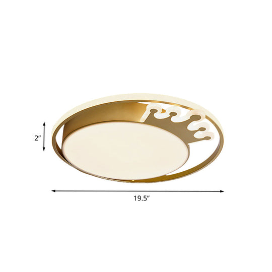 Crown/V - Shaped Acrylic Ceiling Mount Led Golden Flushmount Light - Kids Style Living Room