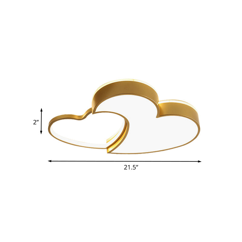 Gold Loving Heart Led Flush - Mount Ceiling Lamp For Kids With Acrylic Shade