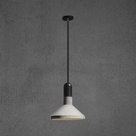 1-Light Industrial Conic Shade Hanging Cement Pendant Lamp In Wood/Red/Black Finish - Ideal For
