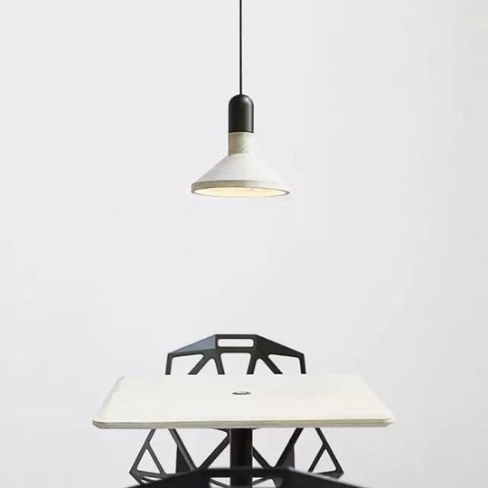 1-Light Industrial Conic Shade Hanging Cement Pendant Lamp In Wood/Red/Black Finish - Ideal For
