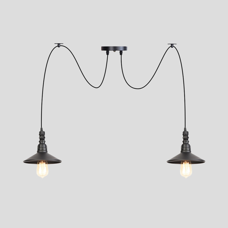 Vintage Iron Saucer Led Pendant - Black 2/3/6 Lights Bar Swag Pendulum Lamp