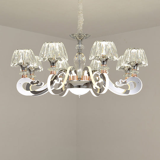 Modern Clear Crystal Led Chandelier Pendant Light - 6/8 Heads Conic Design