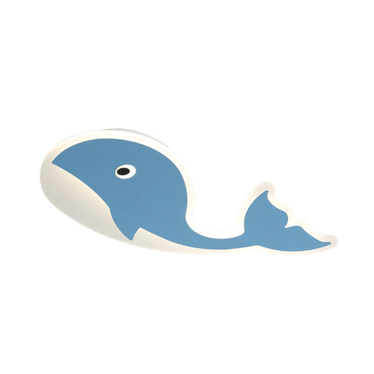 Cartoon Whale Flush Mount Lamp - Ultrathin Acrylic Led Ceiling Light For Kids’ Room (Pink/Blue)