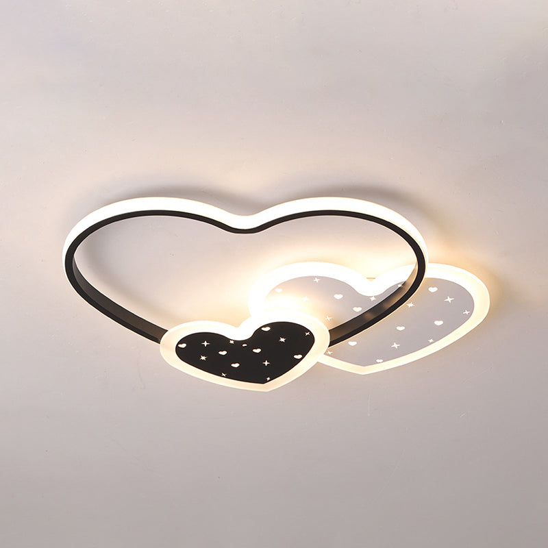 Love Family Flushmount Macaron Led Ceiling Light For Kids Room - Pink/Black