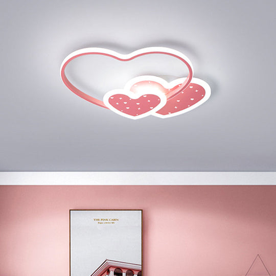 Love Family Flushmount Macaron Led Ceiling Light For Kids Room - Pink/Black