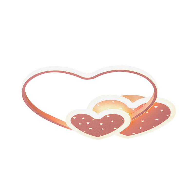 Love Family Flushmount Macaron Led Ceiling Light For Kids Room - Pink/Black