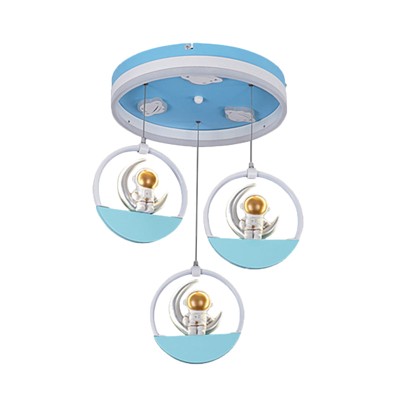 Spaceman Moon Led Flush Light For Kids’ Room With Acrylic Shade - Gold/Silver