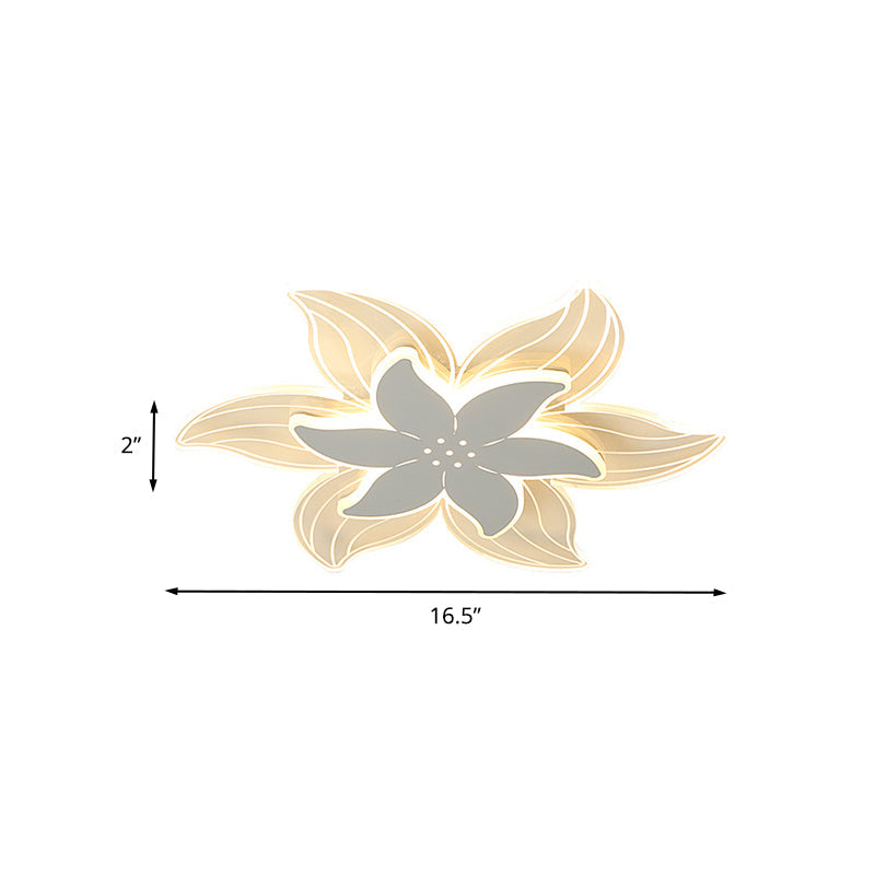 Ultrathin Led Ceiling Flush Mount Light - White Petal Acrylic Design For Bedroom
