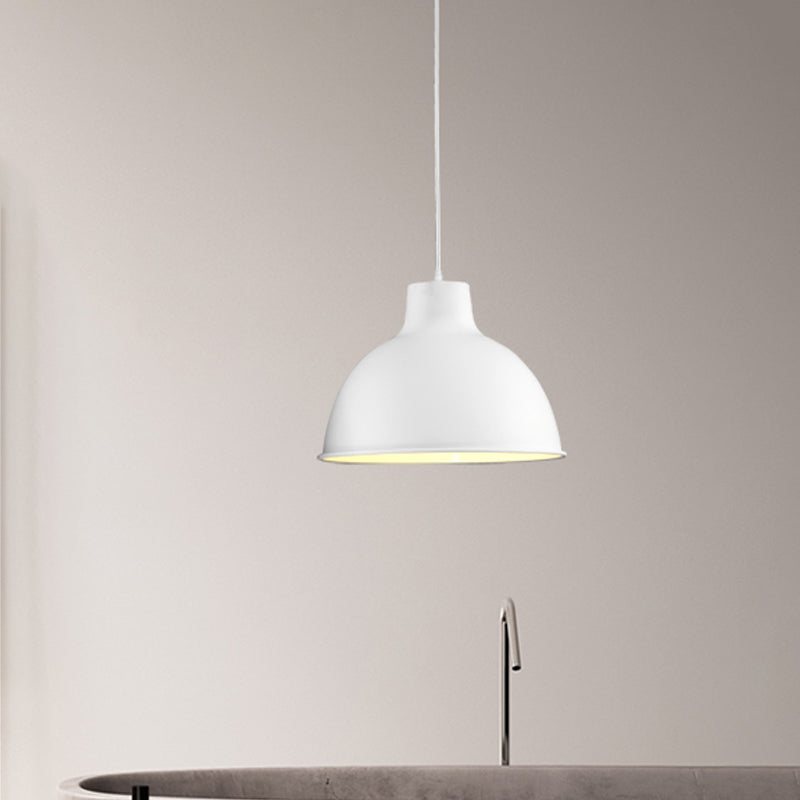 Modern Loft Style Dome Ceiling Light - 12’/14’ Dia Adjustable Cord Black/White