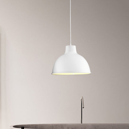 Modern Loft Style Dome Ceiling Light - 12’/14’ Dia Adjustable Cord Black/White