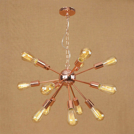 Retro Copper/Chrome Chandelier - Stylish 9/12 Lights Pendant Light For Over Table