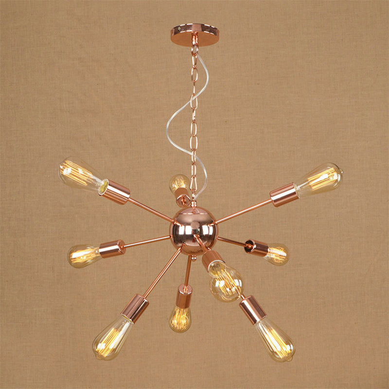 Retro Copper/Chrome Chandelier - Stylish 9/12 Lights Pendant Light For Over Table