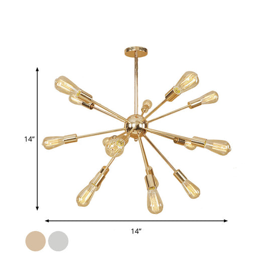 Retro Copper/Chrome Chandelier - Stylish 9/12 Lights Pendant Light For Over Table