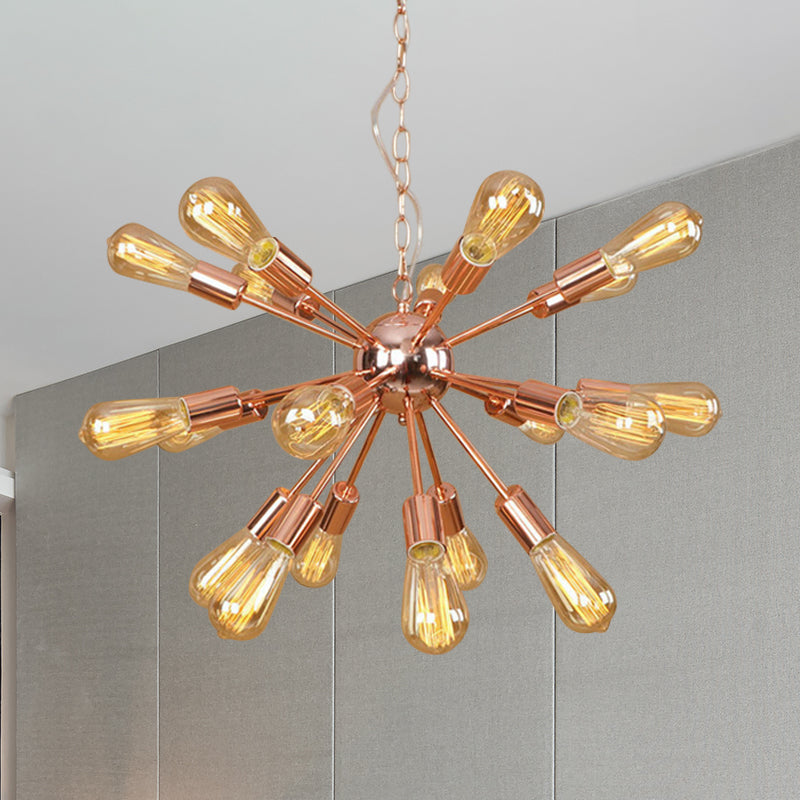 Farmhouse 18/21-Light Iron Chandelier: Copper/Gold Sputnik Ceiling Fixture For Dining Room