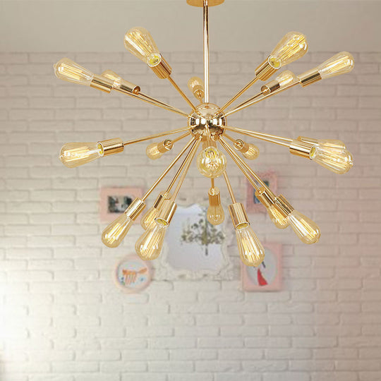 Farmhouse 18/21-Light Iron Chandelier: Copper/Gold Sputnik Ceiling Fixture For Dining Room