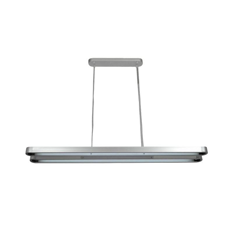Modern Led Metal Pendant Lamp - Elongated Oval Design In Silver With Adjustable Light Temperature