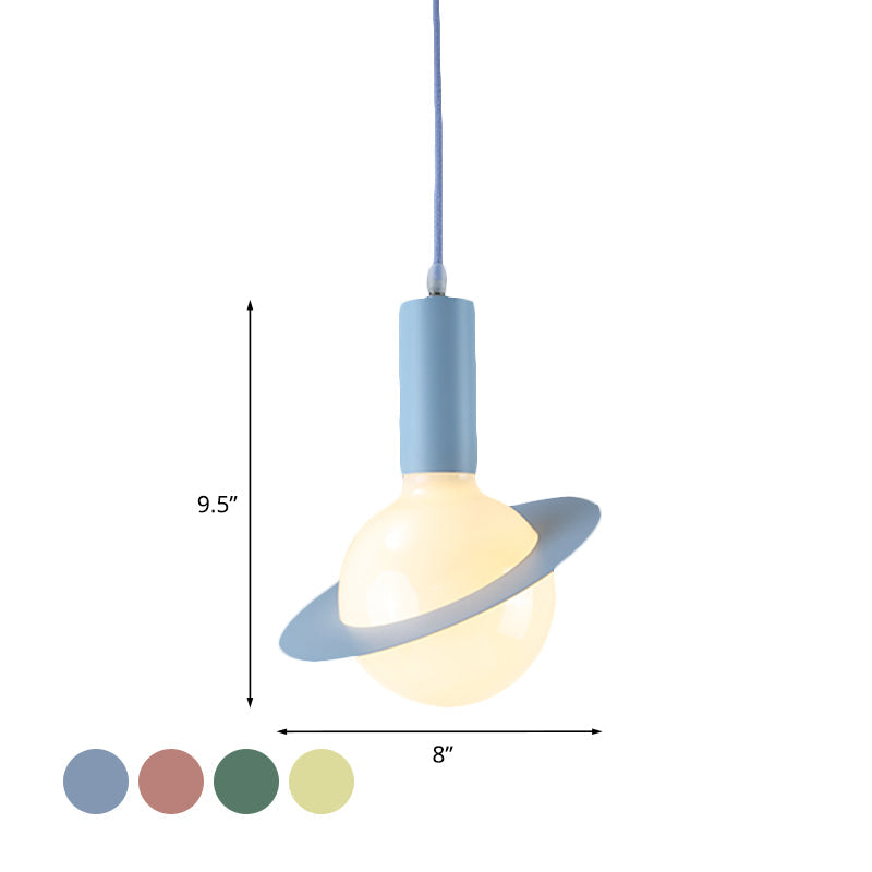 1 Light Glass Shade Pendant Set - Post-Modern Pink/Blue/Green Dining Room Hanging Lamp