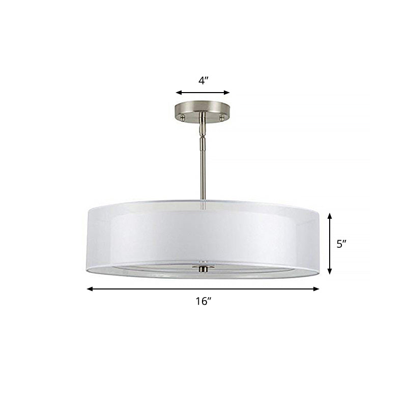 Contemporary Fabric White Led Hanging Pendant Lamp - 16/19.5/23.5 Diameter