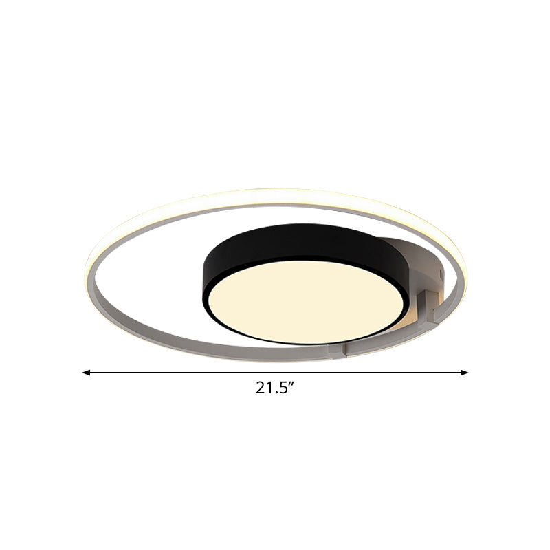 Modern Circular Acrylic Flush Ceiling Light: Stylish Black Finish 2/3 Lights Mount Fixture For