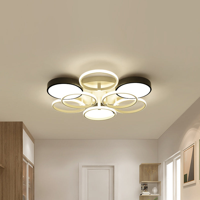 Modern Circular Acrylic Flush Ceiling Light: Stylish Black Finish 2/3 Lights Mount Fixture For