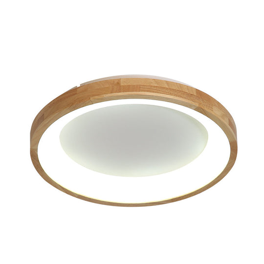 12/16/19.5 Nordic Wood & Acrylic Circular Led Flush-Mount Light - Unique Hallway Ceiling Fixture