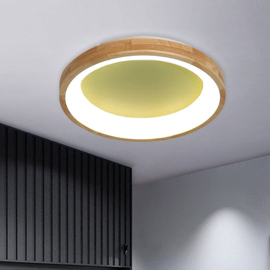 12/16/19.5 Nordic Wood & Acrylic Circular Led Flush-Mount Light - Unique Hallway Ceiling Fixture