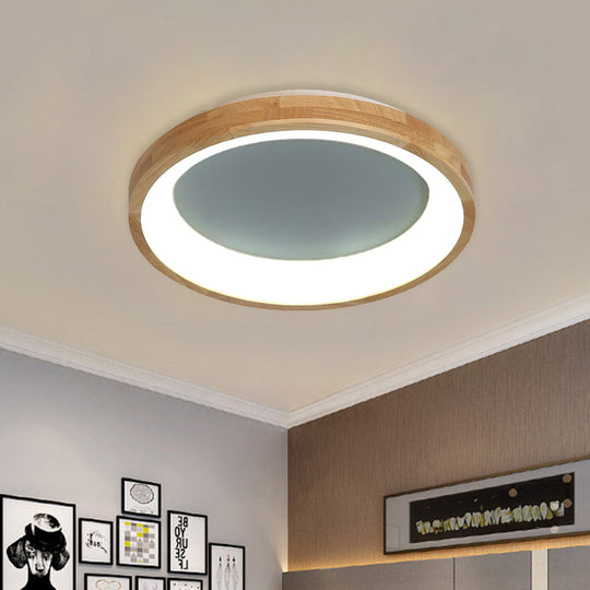12’/16’/19.5’ Nordic Wood & Acrylic Circular Led Flush - Mount Light - Unique Hallway Ceiling