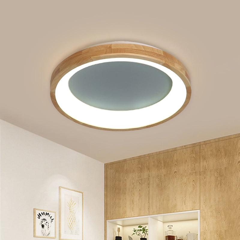 12/16/19.5 Nordic Wood & Acrylic Circular Led Flush-Mount Light - Unique Hallway Ceiling Fixture