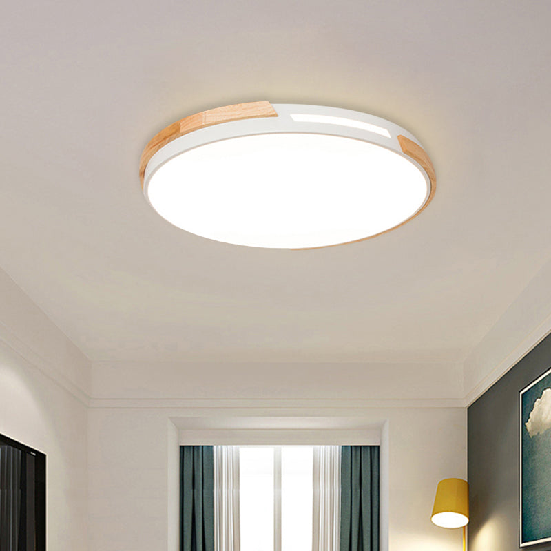 Modern Led Circle Flush Ceiling Light With Macaron Style Acrylic In Green/Grey/White - Ideal For