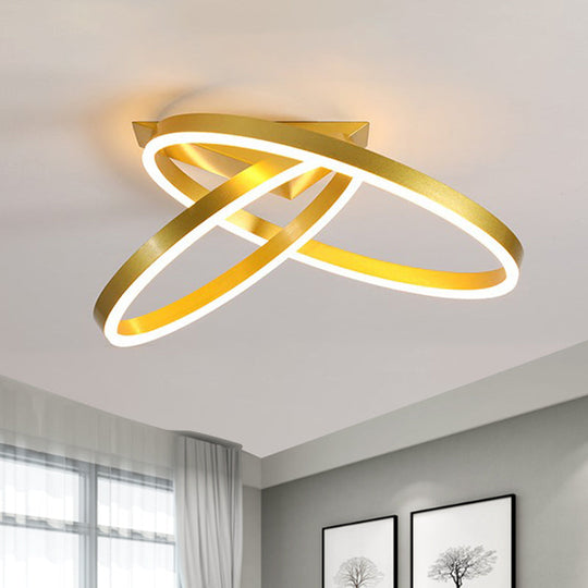 12’/16’ Dual Rings Ceiling Flush Mount Led Lighting - Modernist Acrylic Gold/Coffee Or